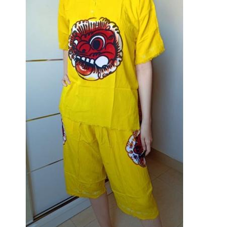 Modern.. setelan baju bali lukis barong size M,L, XL, XXL celana 7/8 bahan tebal dan adem