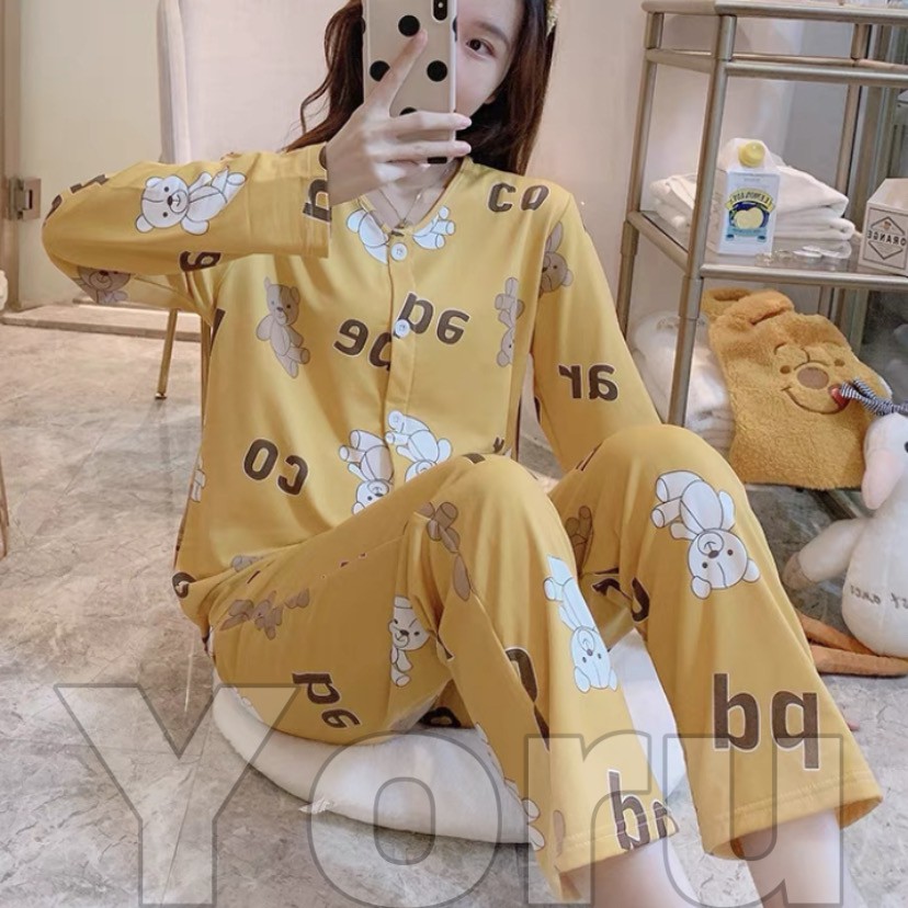 Pamelo.id Piyama Import PP 50 Corak Baju Tidur Import Pajamas Import Baju Tidur Murah-PY8 Bear Kubus