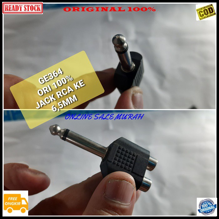 G364 Jack rca ke 6,5mm canon mixer audio spliter konektor splitter aux mic mik conektor acc handphone hp jek jack microphone laptop komputer smule multi original cewe cowo adapter sambungan sound extension penyambung suara headset headphone conve