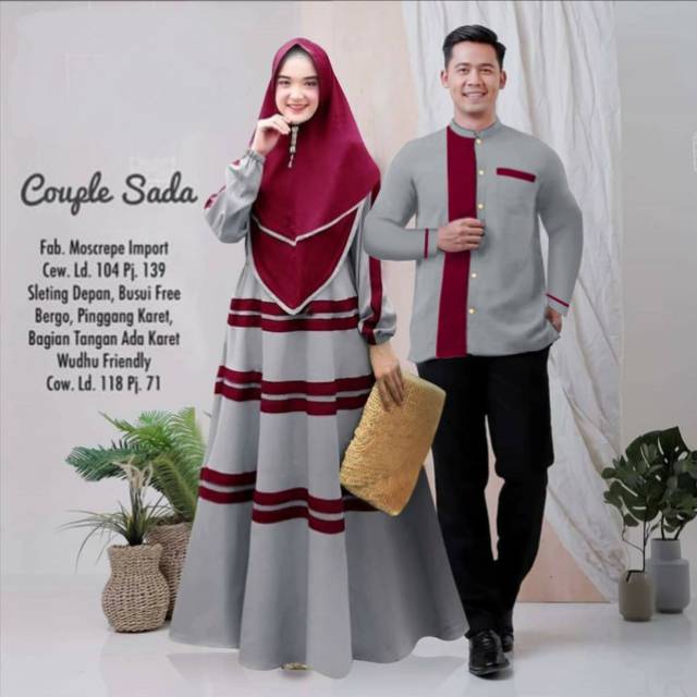 Couple Gamis Lebaran 2020 Free Jilbab Cantik | Couple Muslim cp sada Mewah | Gamis keluarga lebaran
