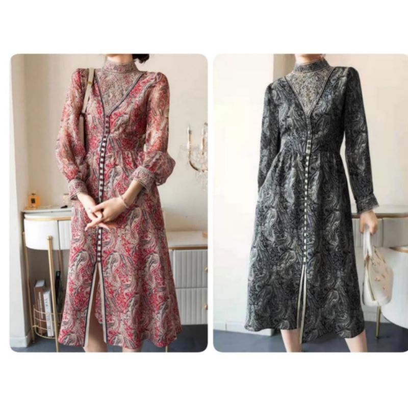 dress import korean / dress bunga flower floral garden / maxi dres korea bangkok maxy vintage import