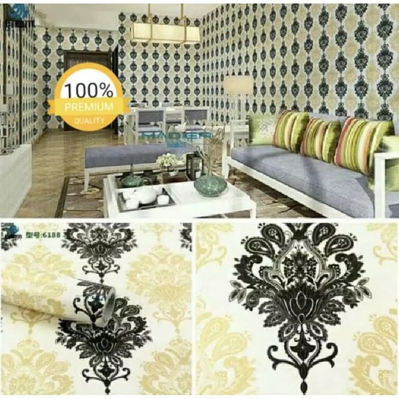 WALLPAPER DINDING BATIK GOLD HITAM