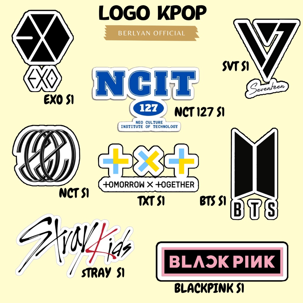 Stiker Logo Kpop Idol Korea Nct Wayv Exo Enhypen Day6 Straykids Got7 Twice Aespa Superjunior Blackpi
