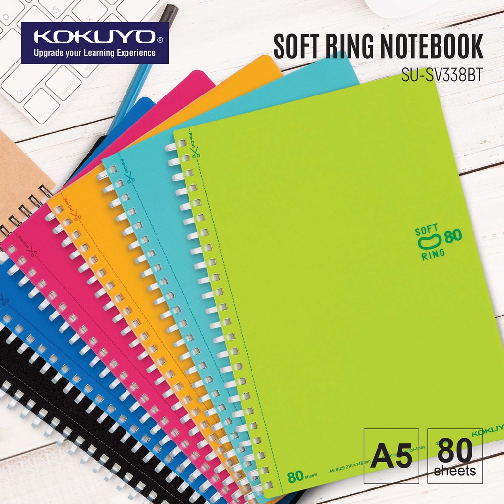 

KOKUYO NOTEBOOK SOFT RING S-SV338BT A5 80 SHEETS