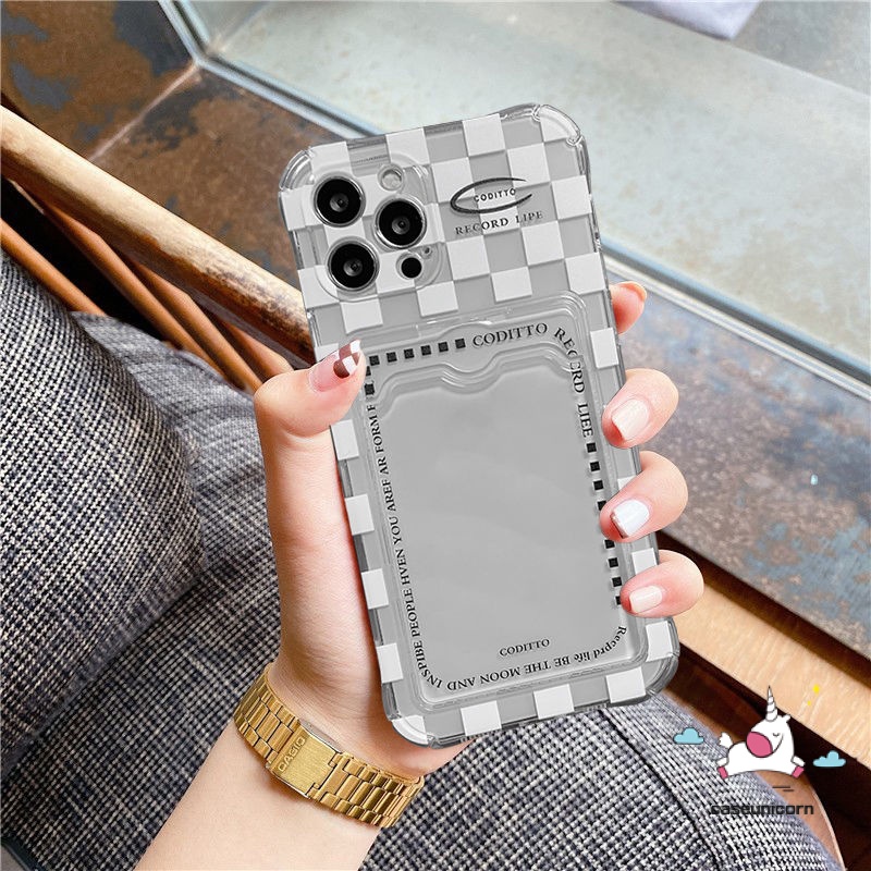 Soft Case Tpu Transparan Motif Kotak-Kotak Untuk iPhone 7 8 14 plus 11 12 13 14 pro Max 6 6s plus XR X XS Max SE