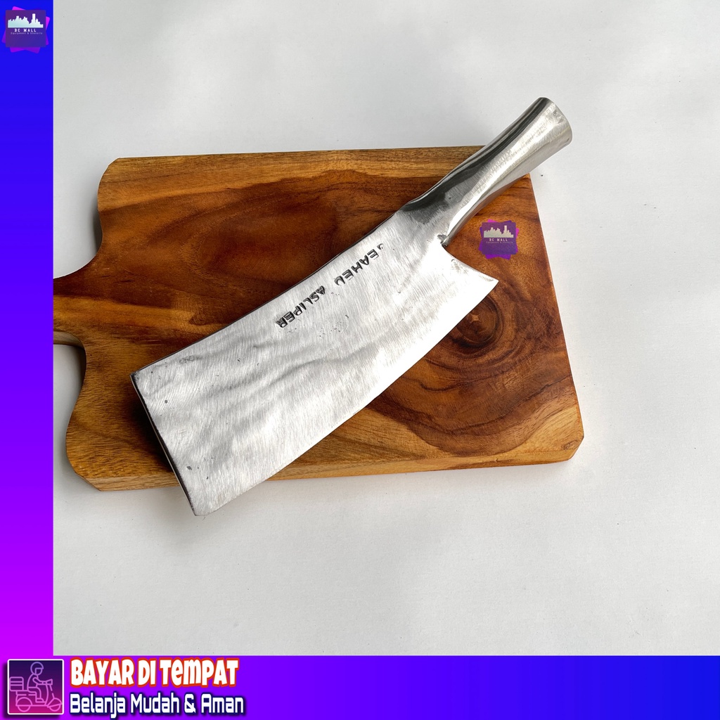 Pisau cacah cincang baja per asli Full tang tanpa sambungan pisau dapur
