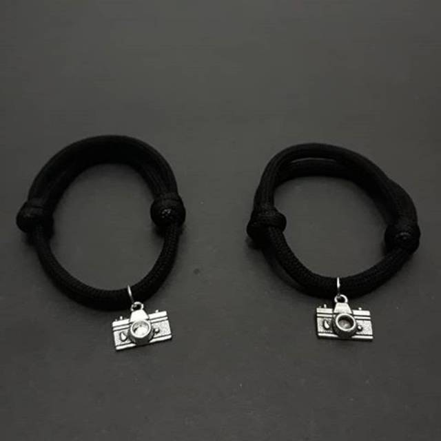 BISA COD PROMO Gelang Couple Gelang Tali Paracord Mix Bandul Kamera Mini Gelang Cewek Gelang Cowok