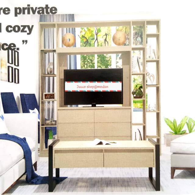 Lemari Hias Expo DV1808 - Buffet TV Minimalis Expo - Full Rak - Lokasi Medan-jucco shop medan