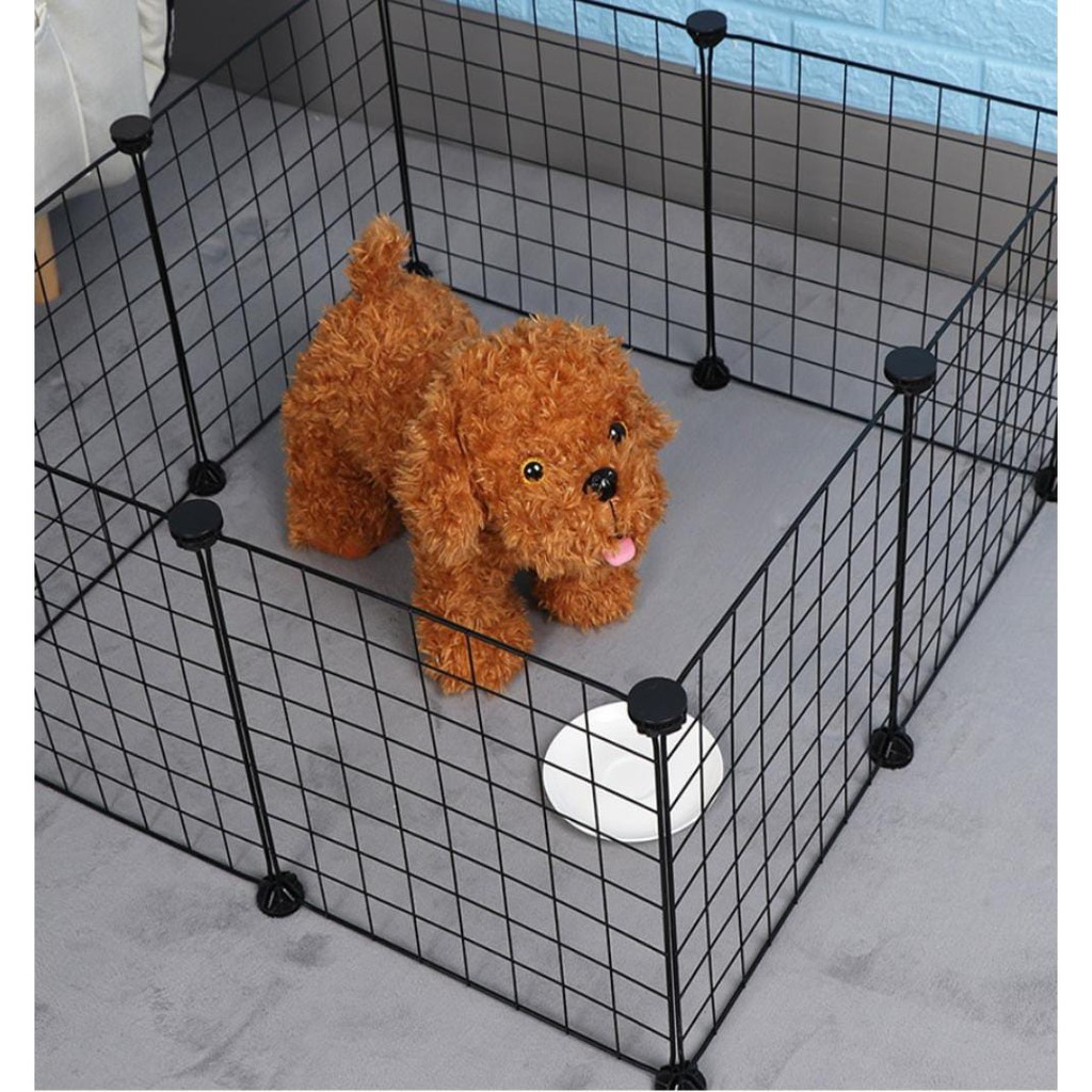GUNINCO KANDANG SET Anjing Kucing Kelinci Kura-kura Hewan Peliharaan Buku Besi Lipat Pagar Portable-KANDANG 35X35 8 PCS