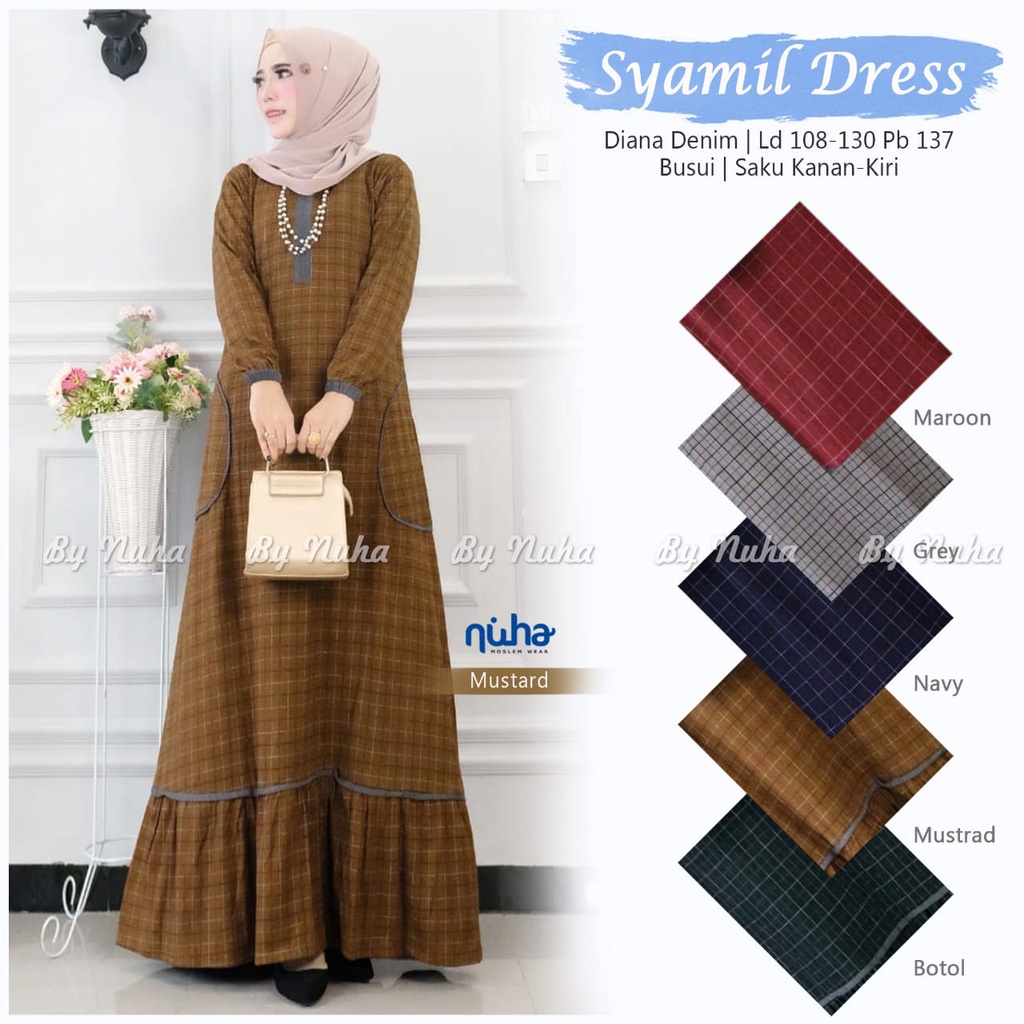 DRESS WANITA JUMBO LD 108 - 130CM SYAMIL DRESS, DRESS MUSLIM WANITA TERBARU // DRESS WANITA DEWASA