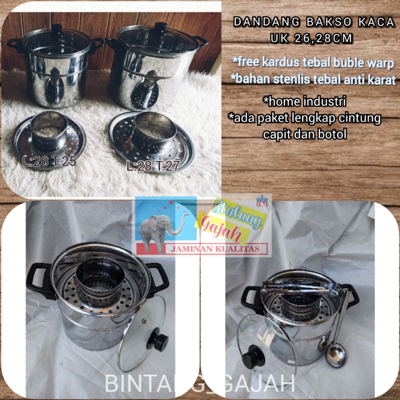 DANDANG BAKSO TUTUP KACA UK 26,28CM