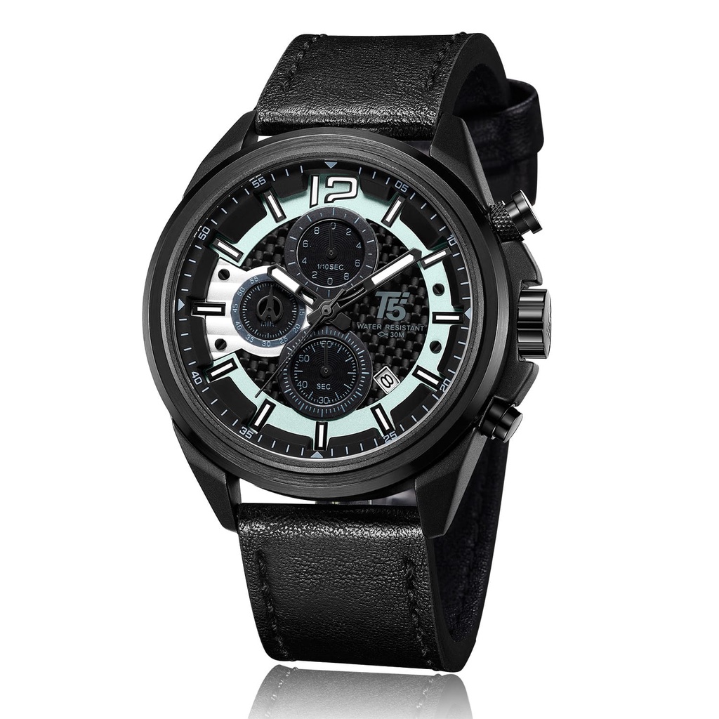 JAM TANGAN PRIA T5 H 3704G STRAP KULIT/JAM TANGAN PRIA T5 H 3704G LEATHER STRAP/T5 H 3704G ORIGINAL FITUR CHRONOGRAPH STOPWATCH TANGGAL/ JAM TANGAN BEST SELLER T5NH 3704G WATER RESISTANT 3 ATM