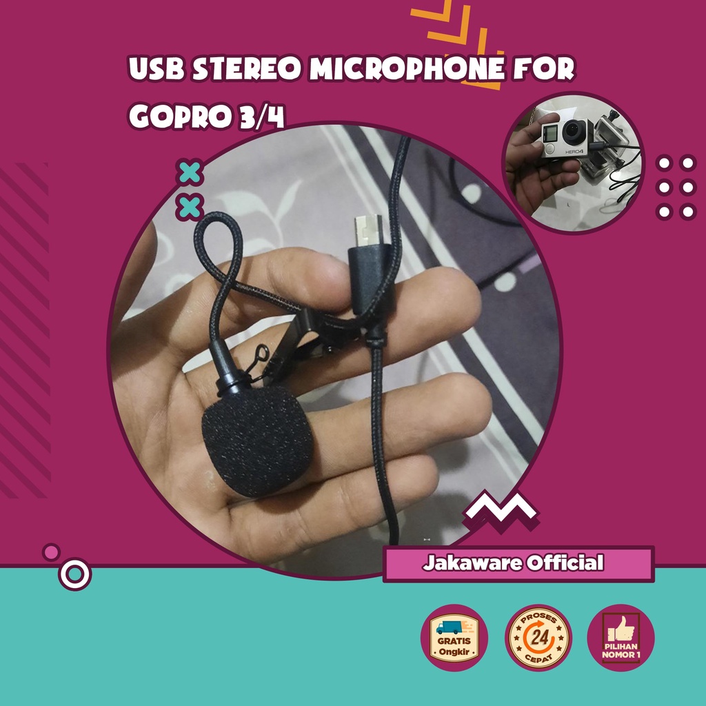 ONLENY USB STEREO MICROPHONE FOR GOPRO 3/4 SMARTPHONE & DSLR VLOG VLOGER YOUTUBER MIKROFON MIKROPON 