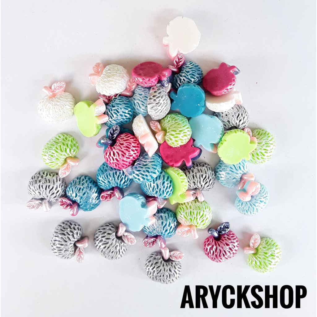 Resin Apple Apel kilap isi 10pcs Bahan Craft Decocase Bando jepit Rambut Tasbih Hias