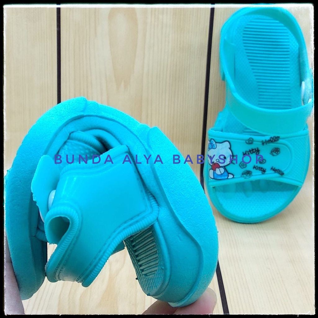 Sendal Anak Perempuan Usia 6 Bulan 1 2 3 4 Tahun Karet Elastis Empuk - Sepatu Sandal Anak Cewek Tali Karet Anti Licin BIRU TOSKA Size 18 - 29