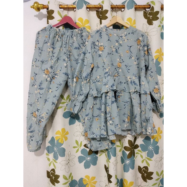 Setelan/setcel Peplum bahan katun