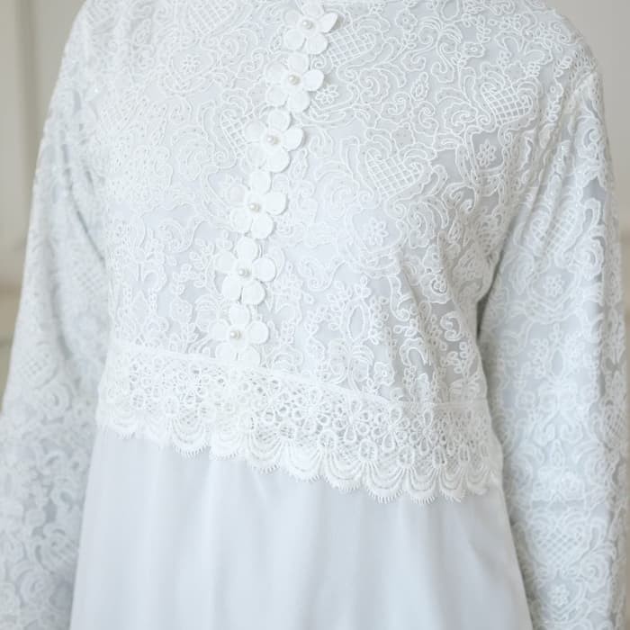 Gamis Putih Premium AGNES Baju Gamis Putih Wanita Baju Umroh Gamis Syari Syari Pesta 811