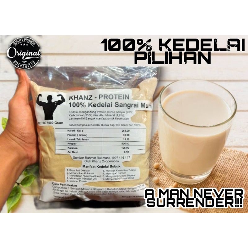 Whey KHANZ Protein Bubuk kedelai nabati Tinggi Protein 1KG