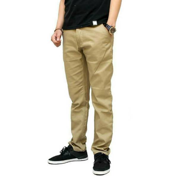 CELANA CHINO Panjang pria Slimfit KERJAHARIAN Santai Casual Formal Hitam Abu Cream Mocca Size 27-38