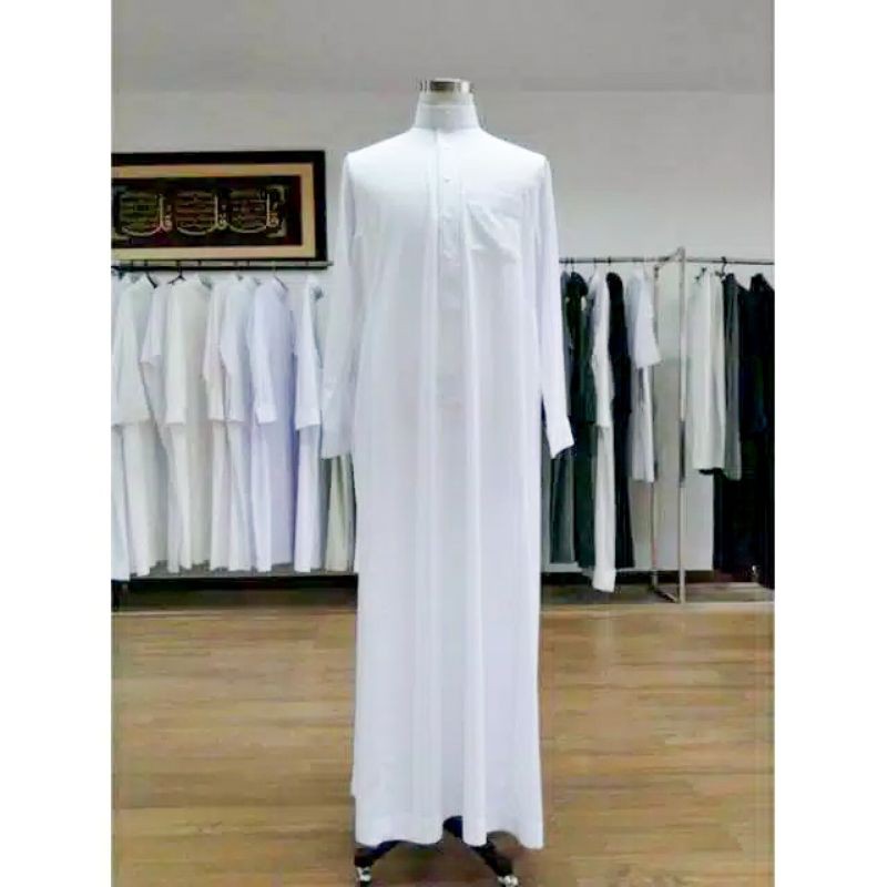 Jubah Gamis Pria Ikhwan Saudi Putih style Haramain Al Mulki Muslim