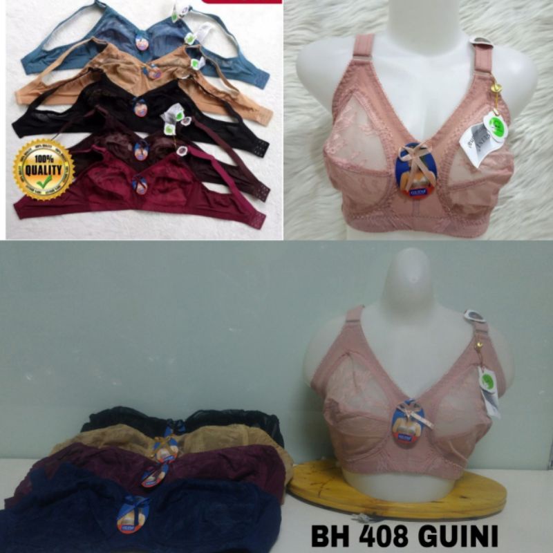 Bh Bra Brukat G-500/408 Cup D Jumbo kait 3 tanpa busa lembut sangat nyaman di pakai