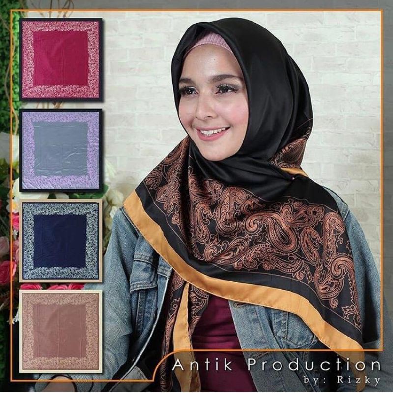 jilbab segi empat motif satin/jilbab motif batik