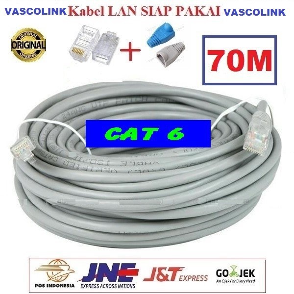 Kabel Lan Vascolink Cat 6 70 meter Siap Pakai