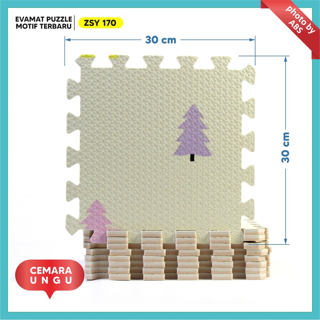 (ABS) ALAS EVAFOAM PUZZLE MOTIF BUNGA PANDA 30 X 30 X 1CM-cemara ungu