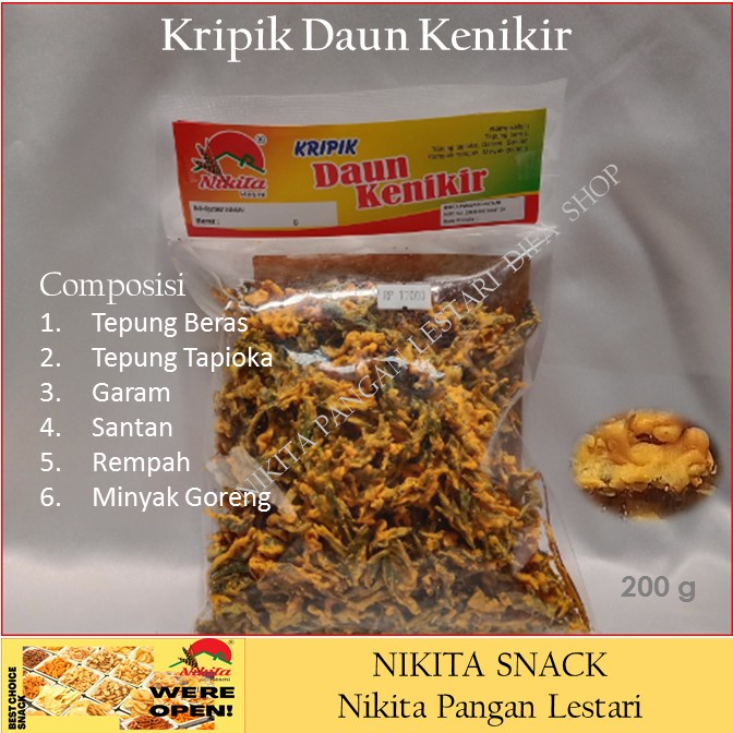 kripik daun kenikir 200g,kripik tradisional,jajanan unik,renyah,asin gurih,murah,harga terjangkau DIFA Shop