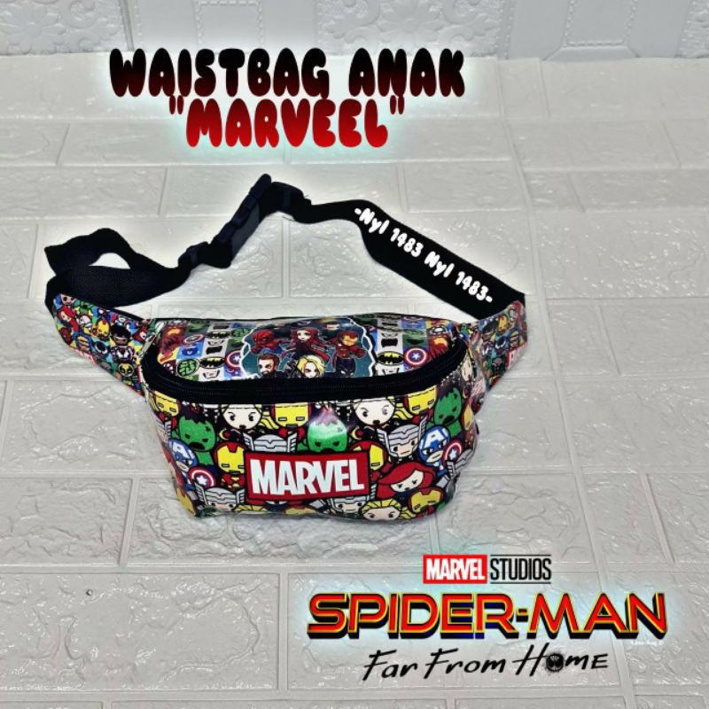 &quot;aurabagss&quot; - Tas Waistbags Anak Laki-Laki Tas Pinggang Spider Man Marvel Batman Boboiboy Tas Pinggang Karakter Advengers Terbaru