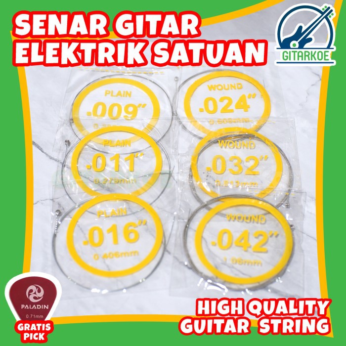 Senar Gitar Satuan / Ecer Gitar Elektrik Plain Wound Kualitas Premium