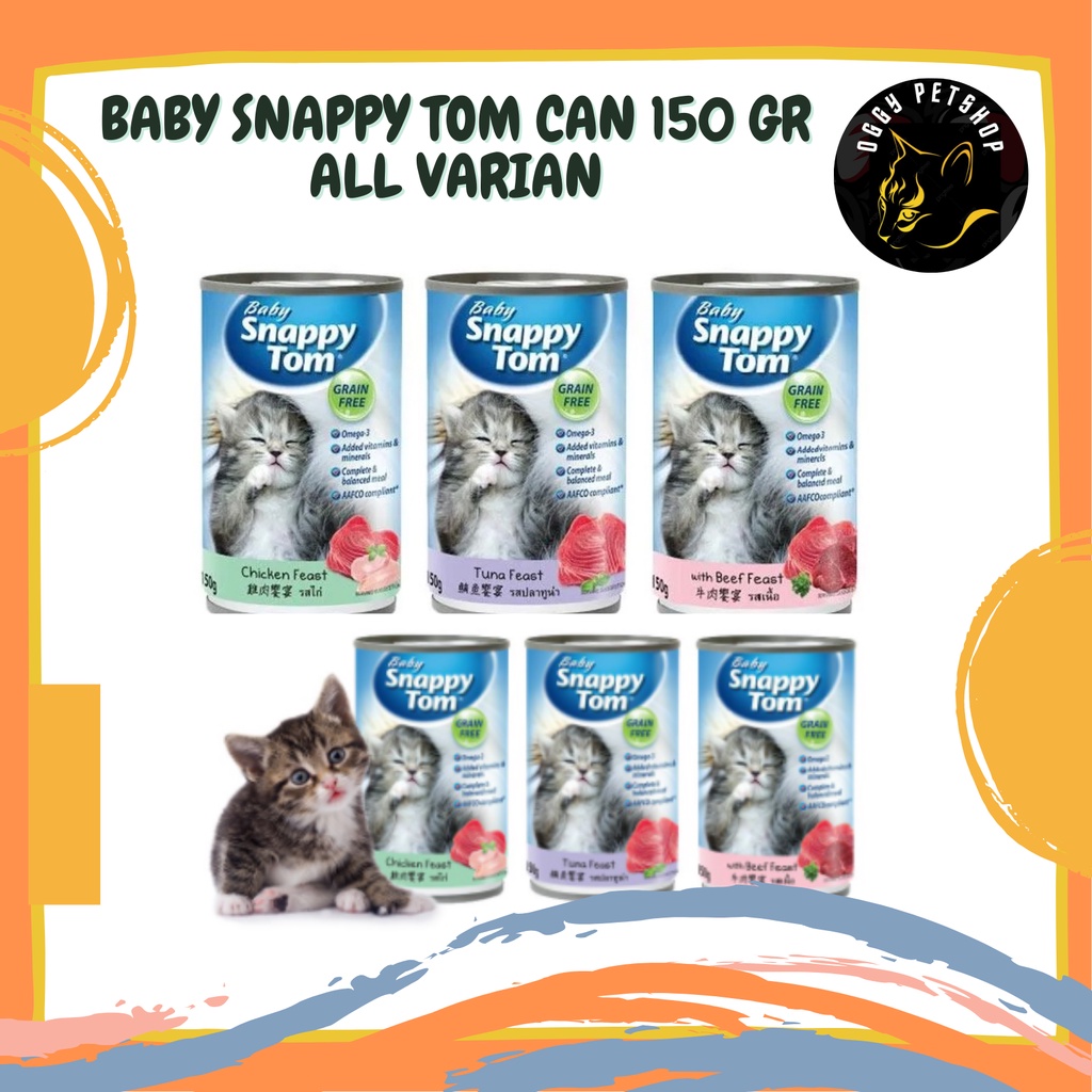 Baby Snappy Tom Kaleng 150gr Wet Food Kitten Can Makanan Kucing 150gram