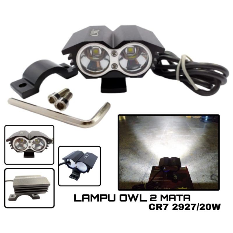 Lampu tembak sorot led owl mini 20 watt cree 2 mata 3 mode ultrafire 12 volt