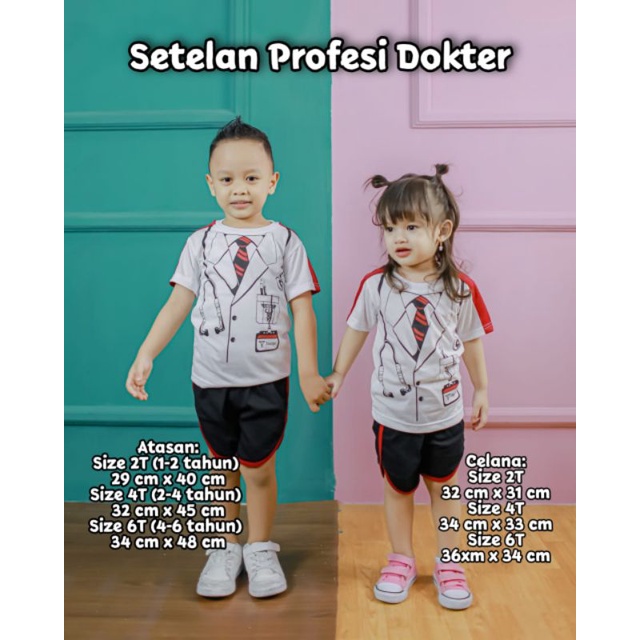 setelan anak profesi bahan kaos combet 30s (Combo)