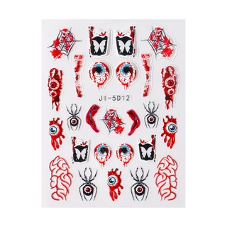 Image of thu nhỏ Stiker Kuku Motif Tengkorak Laba-Laba Mata Darah 5D Untuk Dekorasi Nail Art #8