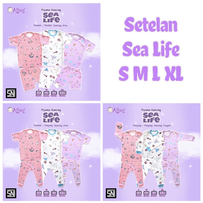 Promo Kazel Safari 1 Setelan / Sea Life Panjang Pendek, SML XL sealife Pakaian Bayi CBKS