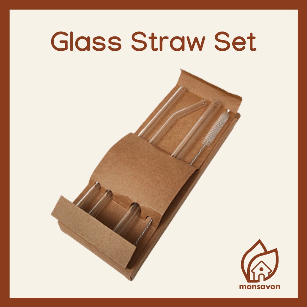 Glass Straw Set / Sedotan Kaca Pyrex Set