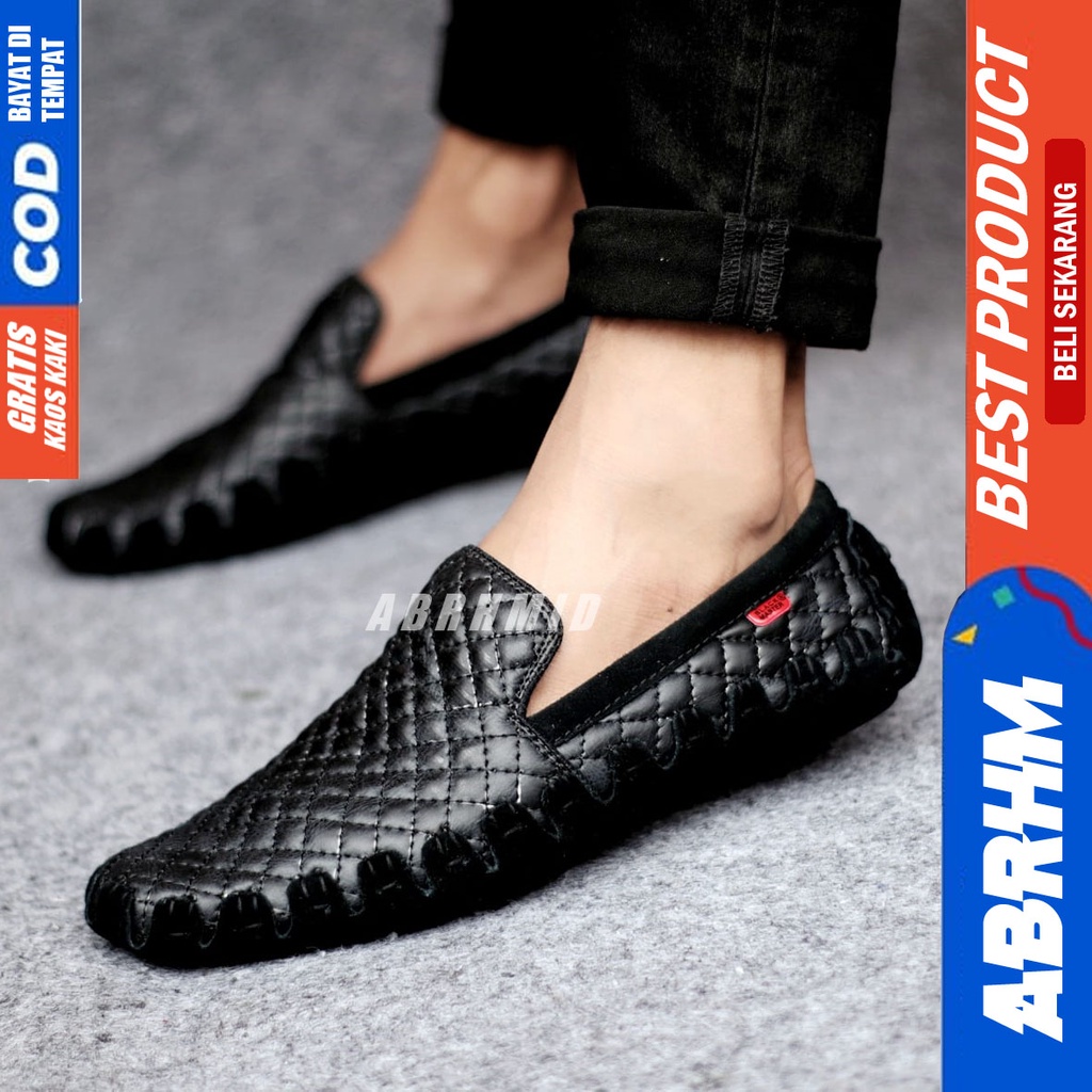 ABRHM x JIRAGA Sepatu Casual Slip On Slop Anti Slip Santai Pria Original Kulit Asli