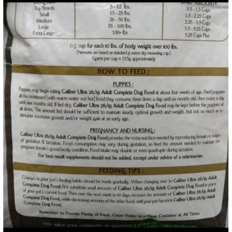 Caliber Ultra Dog Food