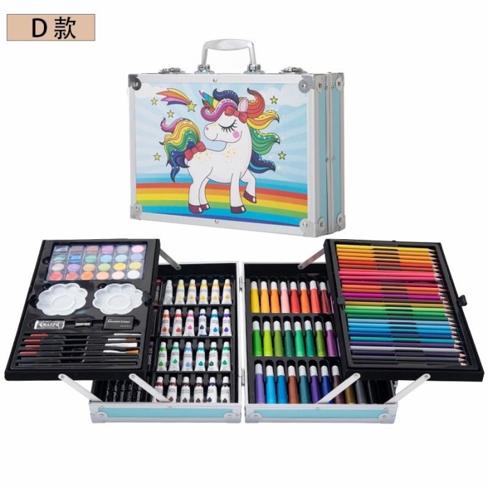 

[GRATIS ONGKIR] Set Alat Gambar Anak Tulis Lukis Koper Box Import PREMIUM - biru motif TERJAMIN