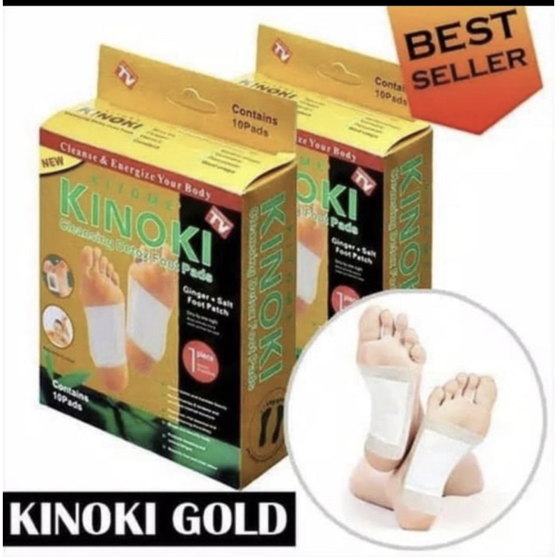 (1 Box isi 10pcs) Kinoki Gold Detox Food Pads - Koyo Kaki Kinoki Gold - Kinoki Detox kaki