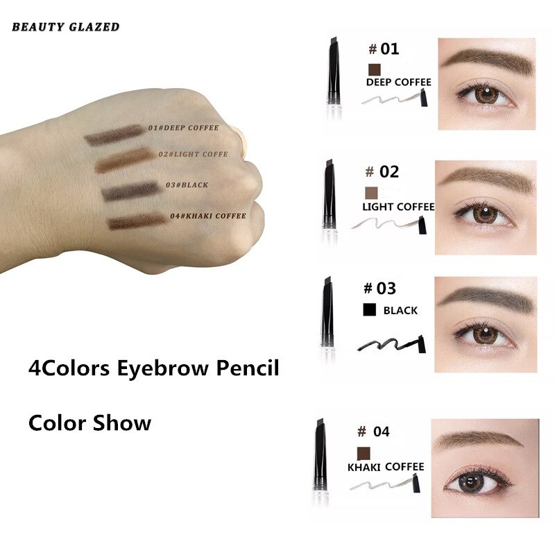 BEAUTY GLAZED Double Head Eyebrow Pencil BEAUTY GLAZED Automatic Eyebrow BEAUTY GLAZED Pensil Alis BEAUTY GLAZED