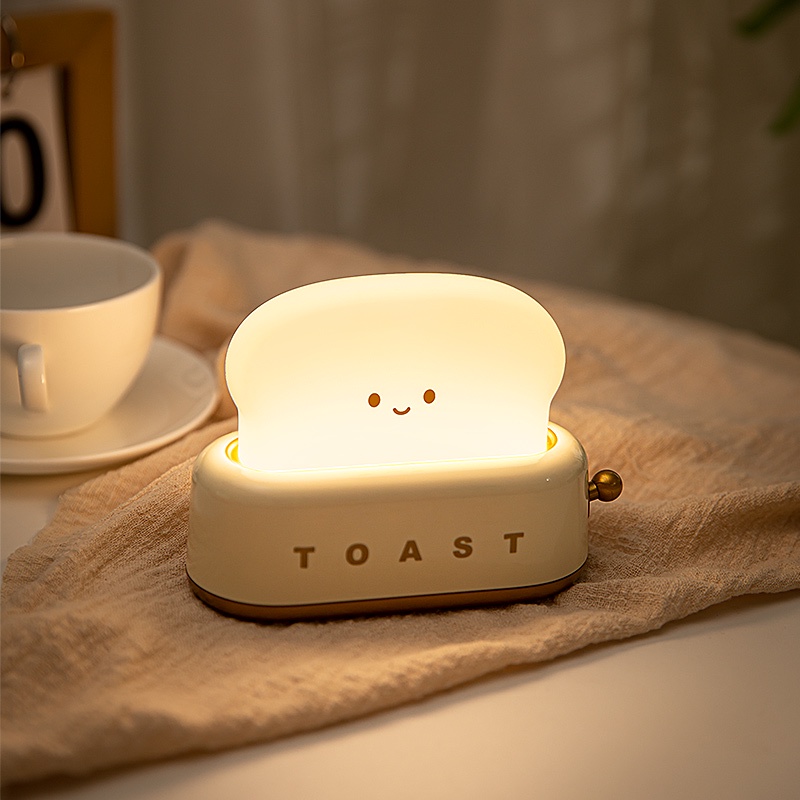 Roppu Lampu Tidur Anak Karakter Lucu Toast Lamp LED Charger USB