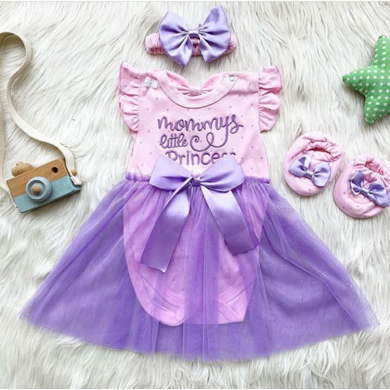 Baju setelan jumper rok bunga bandana sepatu pergi lucu fashion anak bayi perempuan cewek murah -mlp