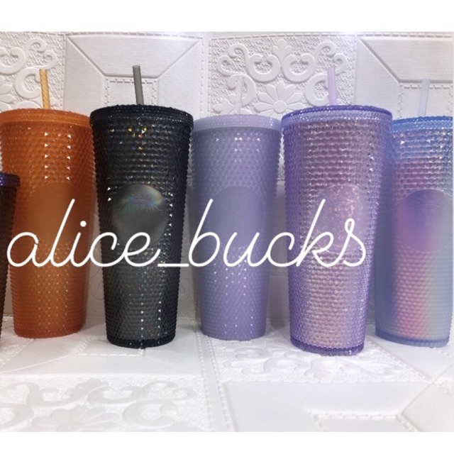 starbucks tumbler orange black oil purple lilac icy blue bling cup studded