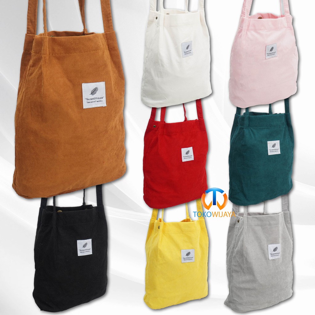 Tas Selempang Wanita Korea Corduroy Tote Bag | Tote Bag | Tote Bag Korea