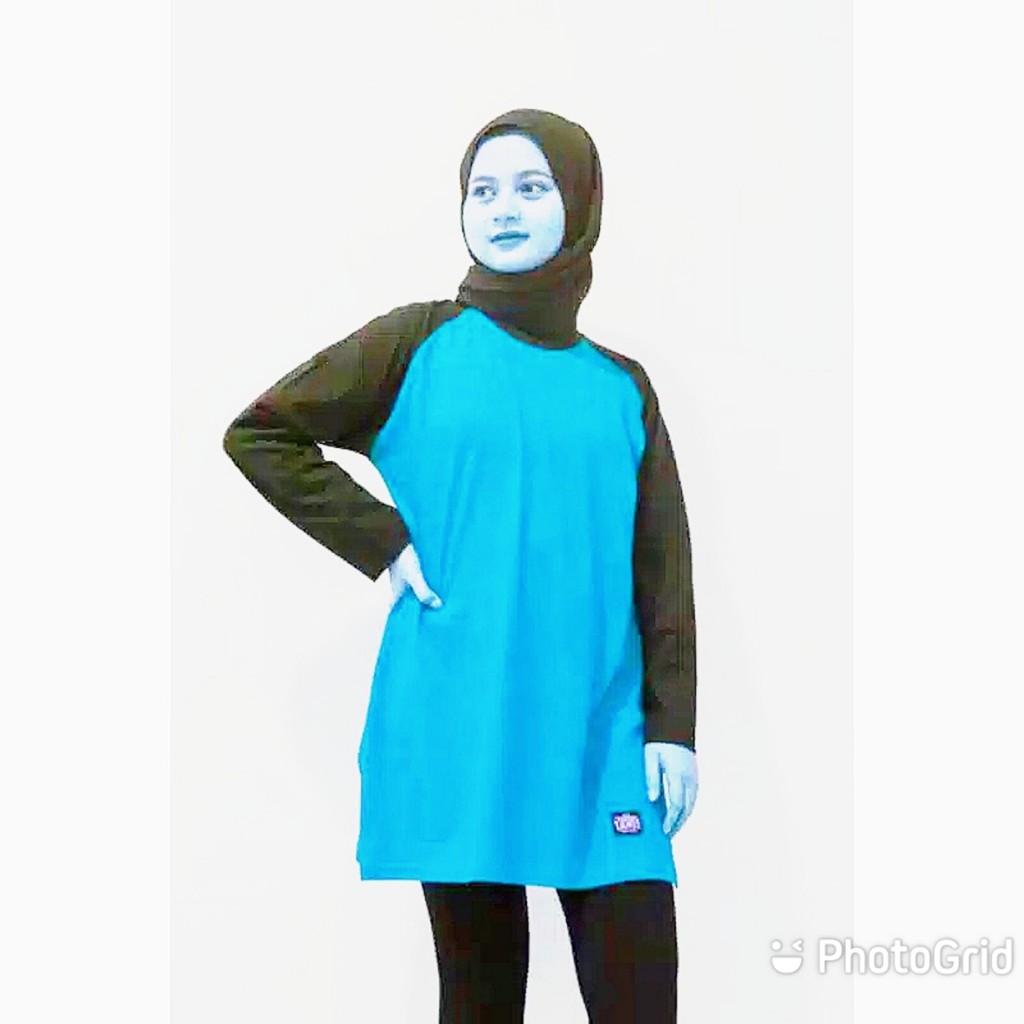 KAOS REGLAN MUSLIMAH TUNIK POLOS TURQIS