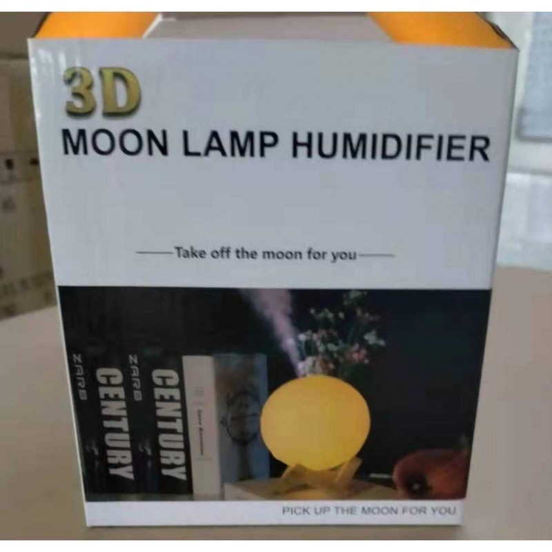 Lampu Tidur Air Humidifier 880ml Rechargeable 240mAh Model Bulan 3D