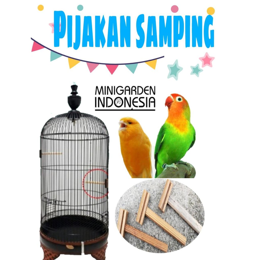 TANGKRINGAN SAMPING SANGKAR BURUNG pijakan tambahan kayu aksesoris mainan burung anti stress