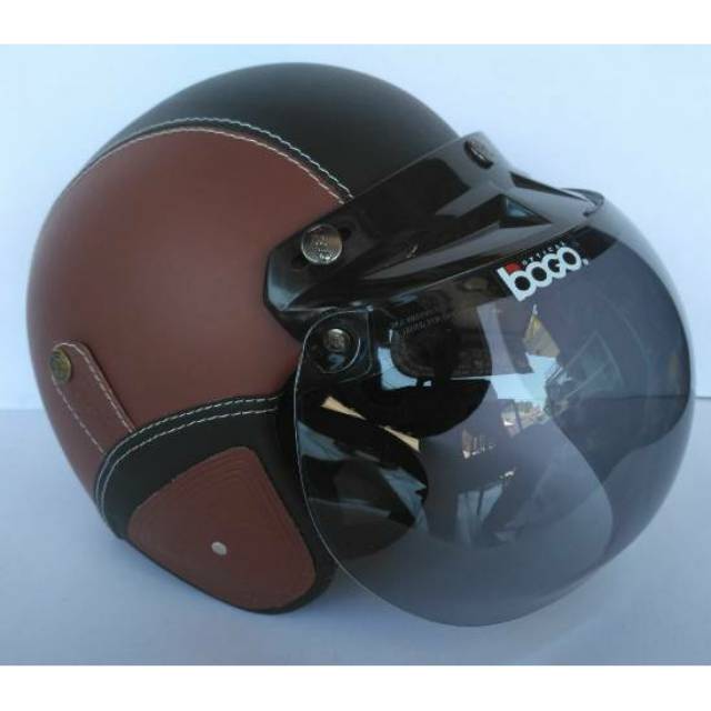 Helm bogo dewasa (coklat-hitam) SNI kaca BOGO ORI semi 